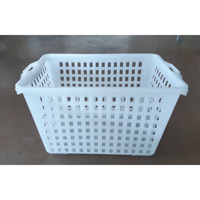 Cesta in plastica morbida per alimenti di colore bianco per panifici.